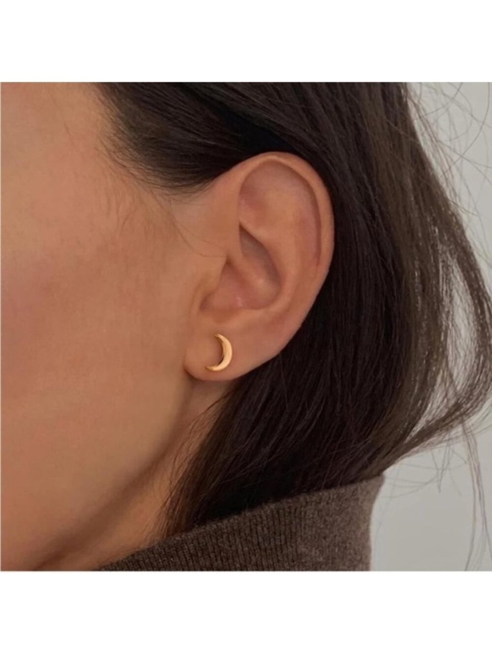 GOLD 14k Gold Plated Crescent Moon Stud Earrings